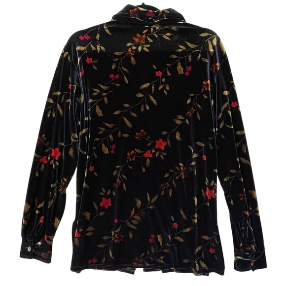 Vintage Y2K JPR Studio Top Womens M Black Velvet Whimsigoth Dark Cottagecore - Picture 7 of 7